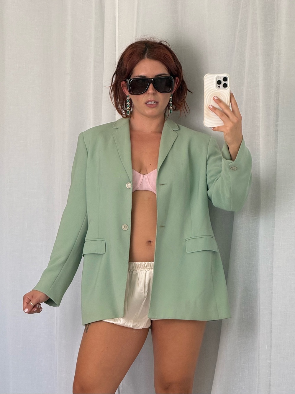 90s sage green oversized blazer ✧